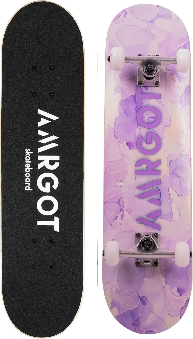 Amrgot Skateboards for Beginners,31 * 8 inches Complete Skateboards for Kids,Boys,Girls and Adults,7 Layer Maple Wood,Double Kick Deck Concave Standard and Tricks Skateboard - Image 1